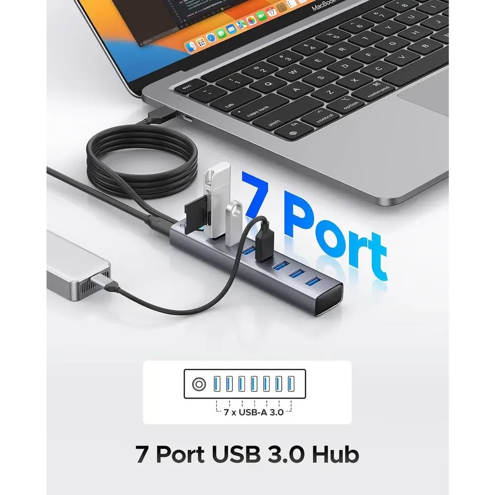 ORICO 7-Port USB 3.0 Hub, Aluminum USB Multiple Adapter